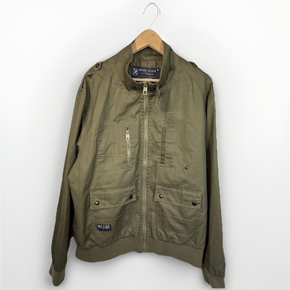 Marc Ecko Deadly Threads Jacket Military Green Bomber Pockets Travel Work Men 2X